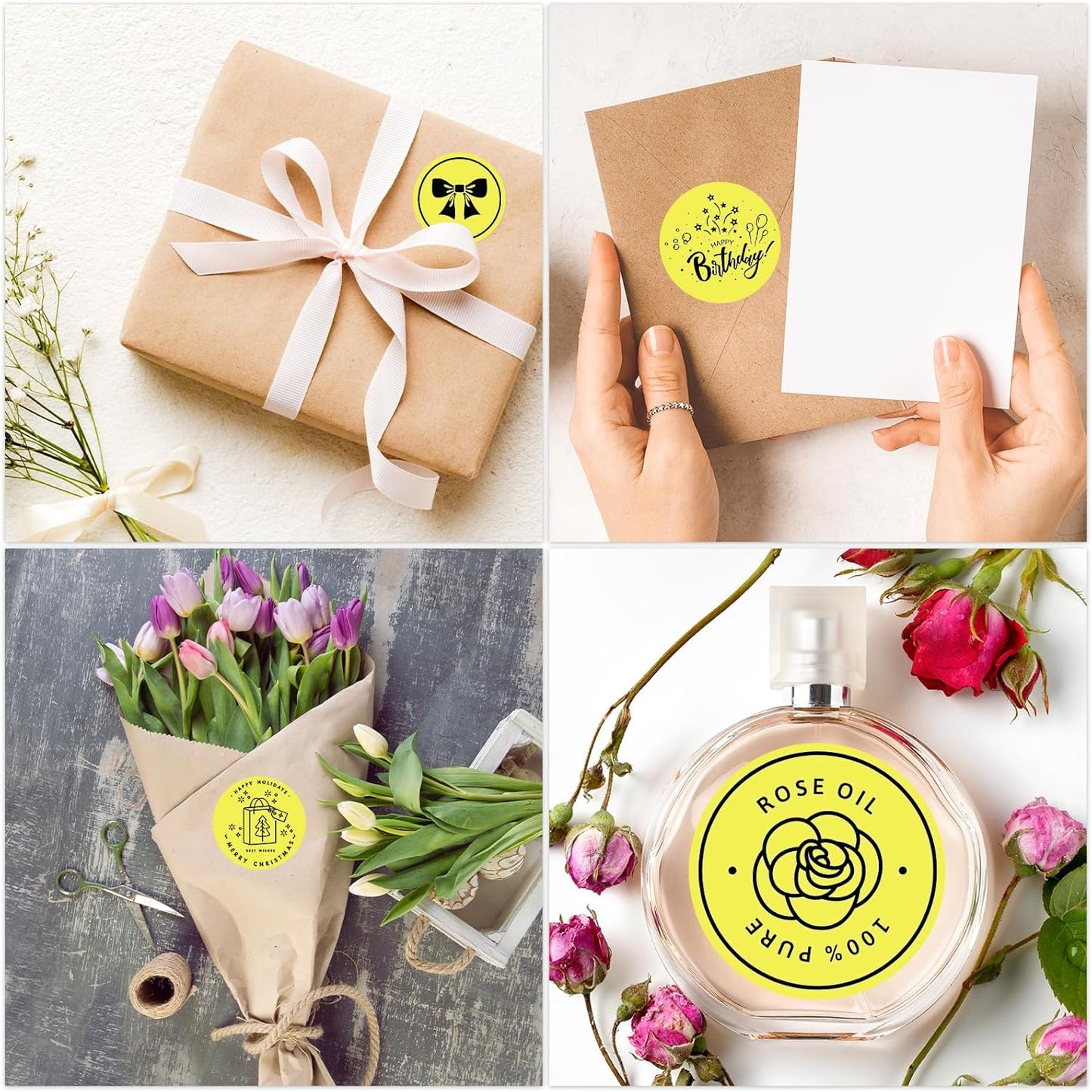 2" Yellow round direct thermal labels – waterproof, removable, and self-adhesive. 750 labels per roll, 2 rolls per box – perfect for organization, warehousing, and business labeling.