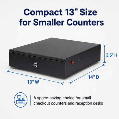 13" Manual Push Open Cash Drawer with Removable Coin Tray 4 Bill/ 4 Coin, 2 Keys