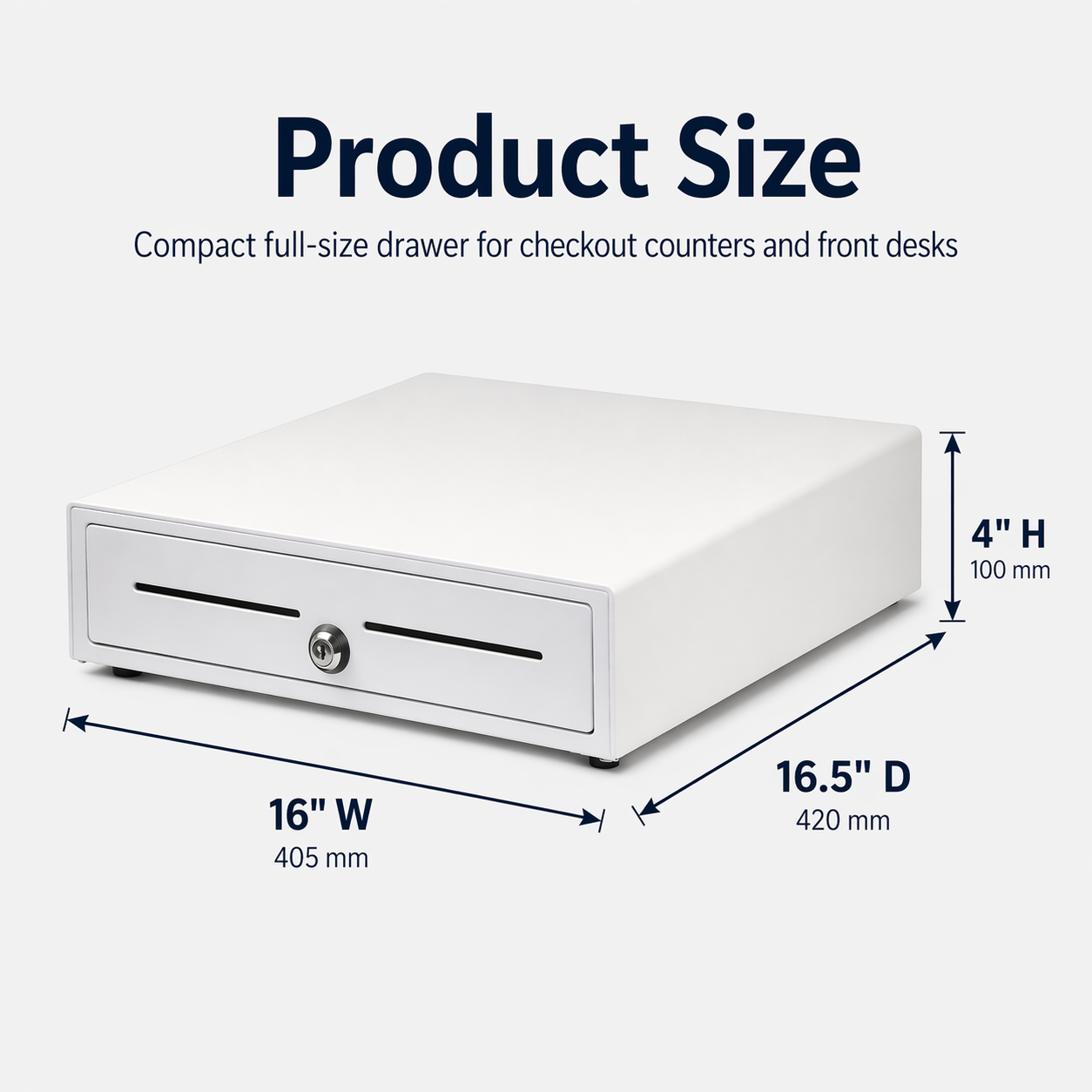 White 16" Automatic Cash Drawer with Removable Coin Tray (5 Bill/5 Coin)
