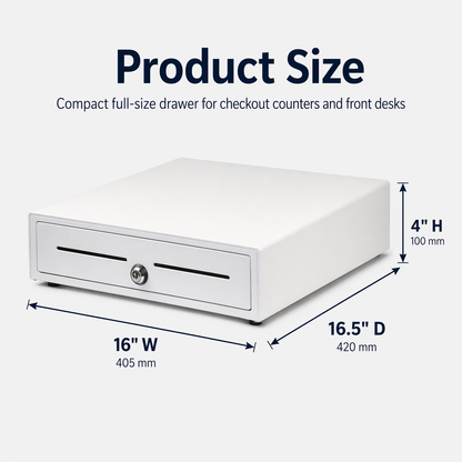 White 16" Automatic Cash Drawer with Removable Coin Tray (5 Bill/5 Coin)