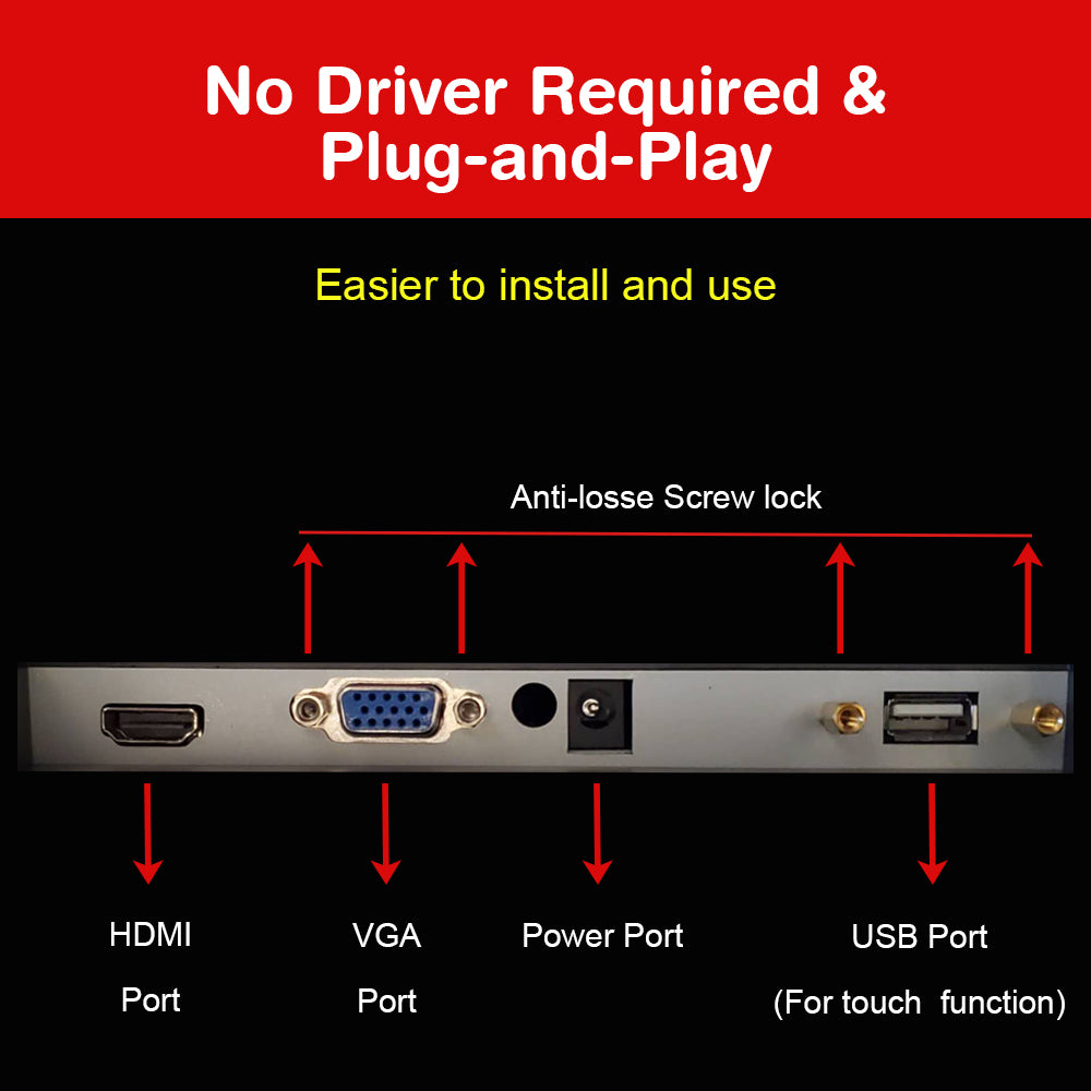 15" Touch Screen POS Capacitive LED Multi-Touch Touch Screen, True Flat Seamless Monitor for Restaurant Kiosk Retail