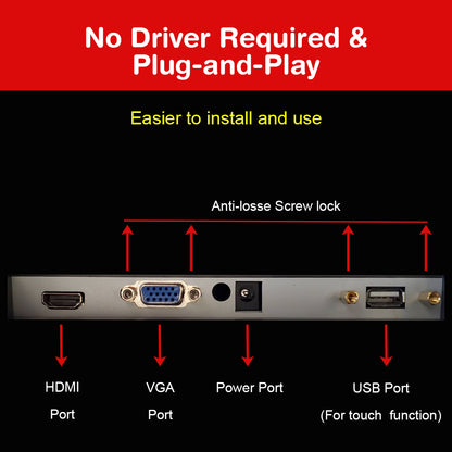 15" Touch Screen POS Capacitive LED Multi-Touch Touch Screen, True Flat Seamless Monitor for Restaurant Kiosk Retail