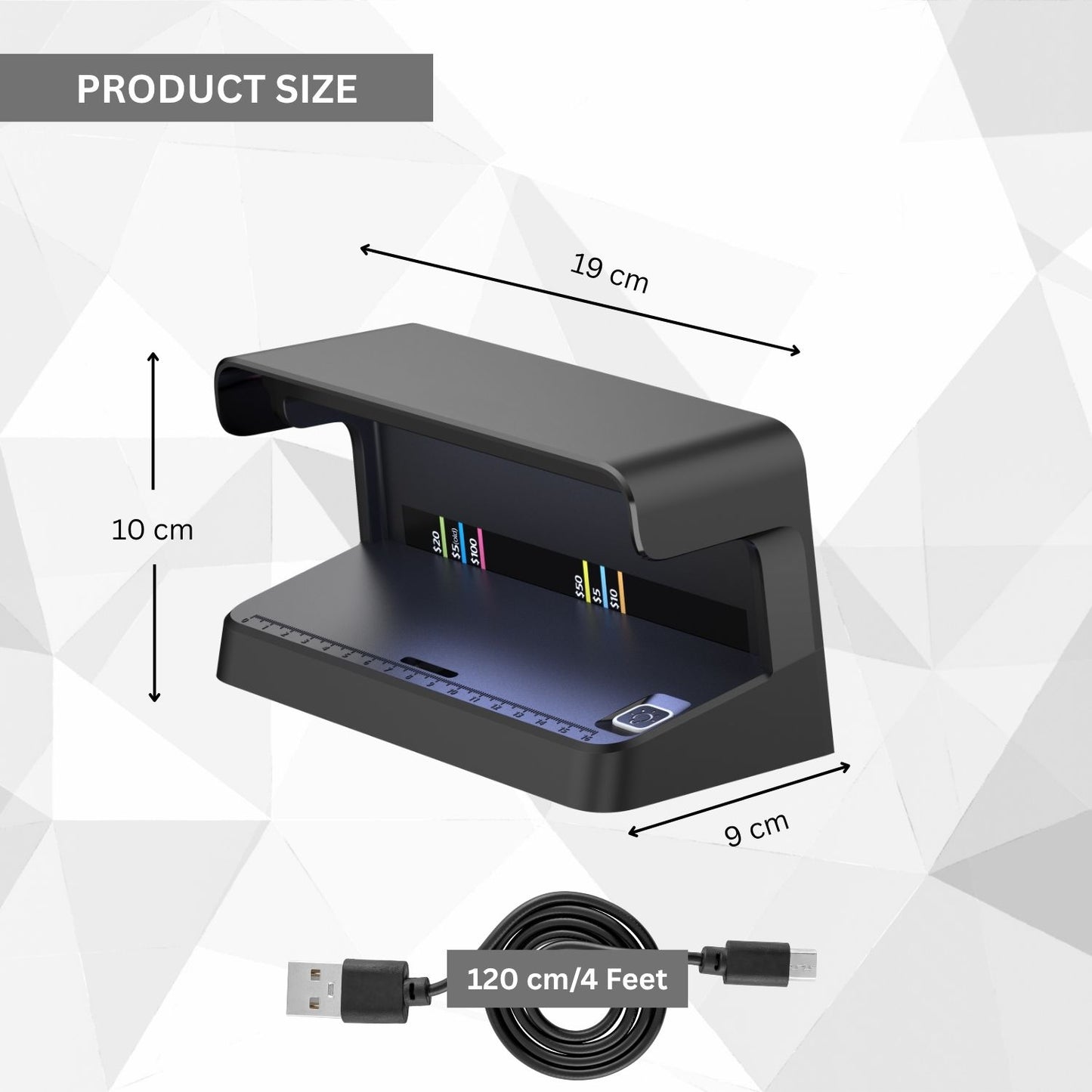 Portable Counterfeit Money Detector with UV Light – USB Powered, Auto Sensor, Compact Design for Cash, ID, and Credit Card Verification – Suitable for All Currencies
