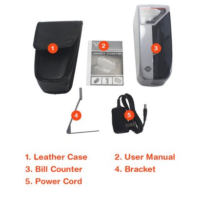 Portable Handy Bill Counter Cash Banknote Counter Money Currency Counting Machine AC or Battery Powered