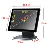 15" Touch Screen POS Capacitive LED Multi-Touch Touch Screen, True Flat Seamless Monitor for Restaurant Kiosk Retail