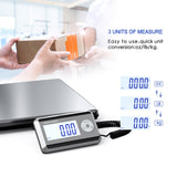 Shipping Scale, 660lb (300Kg) with High Accuracy, Stainless Steel Heavy Duty Large Platform, Scale with Timer/Tare,for Packages/Luggage/Post Office/Home, Battery & DC Adapter Included