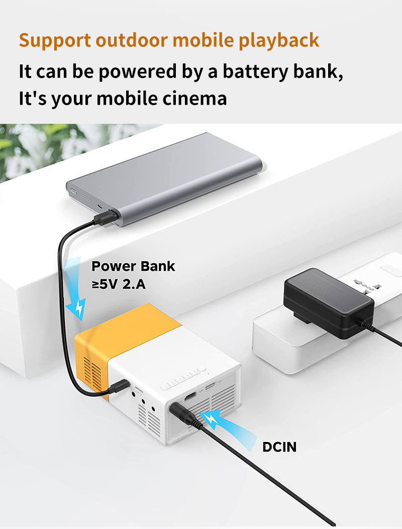 Mini Projector Portable Projector for Cartoon Kids 1080P FHD Mini Movie Projector Home Theater 60" Display Supported, 30,000 Hrs LED Lamp Life, 1500 Lux, Compatible with HDMI/VGA/USB/TV Box/Laptop for Indoor Outdoor