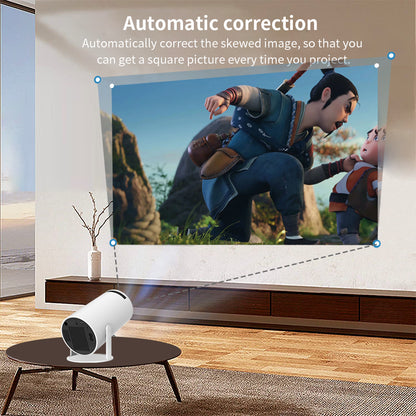 [270°Adjustable Stand] Smart Android Projector with WiFi and Bluetooth, Portable Projector 1080P, Auto Keystone Outdoor Projector for Phone/TV Stick/HDMI/PS5