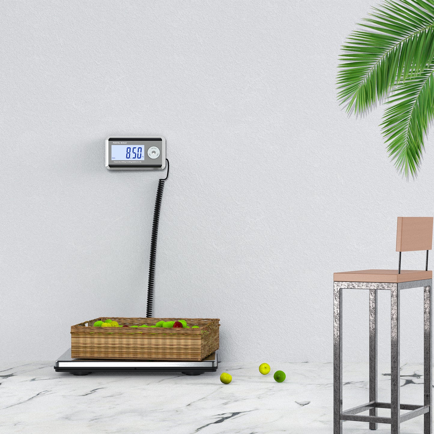 Shipping Scale, 660lb (300Kg) with High Accuracy, Stainless Steel Heavy Duty Large Platform, Scale with Timer/Tare,for Packages/Luggage/Post Office/Home, Battery & DC Adapter Included