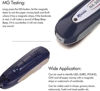 Handheld Counterfeit Bill Detector, 2-in-1 Mini Money Detector with UV and MG