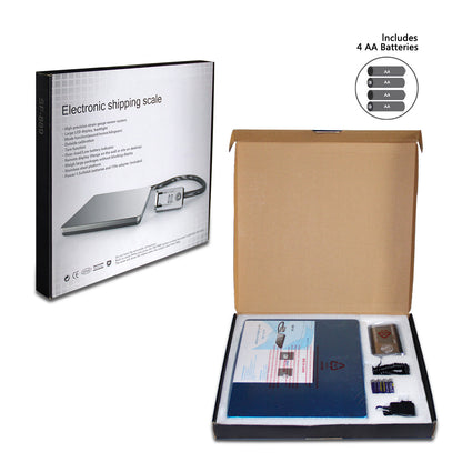 Shipping Scale, 660lb (300Kg) with High Accuracy, Stainless Steel Heavy Duty Large Platform, Scale with Timer/Tare,for Packages/Luggage/Post Office/Home, Battery & DC Adapter Included