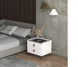 Nightstand with Wireless Charging USB Charger Table Led Lights 2 Storage Drawers