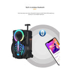 Portable Bluetooth 12” Speaker Subwoofer Rechargable Outdoor LED Light With Mic Port