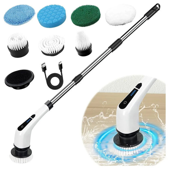 Electric Brush Spin Scrubber Cordless Rechargeable Handheld Power Cleaning with 7 Replaceable Brush Heads