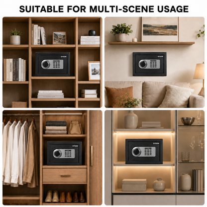 Digital Safe Box, Steel Lock Box with Electronic Keypad & Backup Keys, Compact Home Safe for Cash, Passport, Jewelry & Documents, Wall/Floor Mount, 25 x 35 x 25 cm