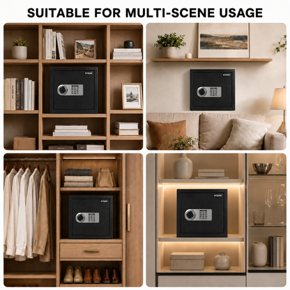 Digital Safe Box, Steel Lock Box with Electronic Keypad & Backup Keys, Compact Home Safe for Cash, Passport, Jewelry & Documents, Wall/Floor Mount, 36 x 33 x 33 cm