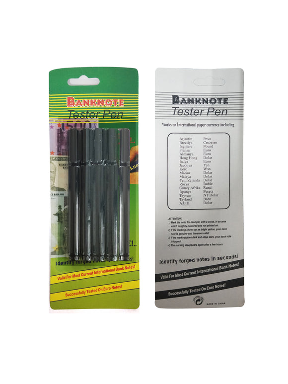 Syson Banknote Detector Pens, Pack of 5, Black