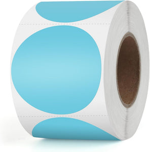 2" Pale Cyan Round Direct Thermal Labels – 500 Labels per Roll, 2 Rolls per Box | Self-Adhesive, Waterproof, Removable | Circle Thermal Sticker Paper for Organization, Warehousing, and Business Use