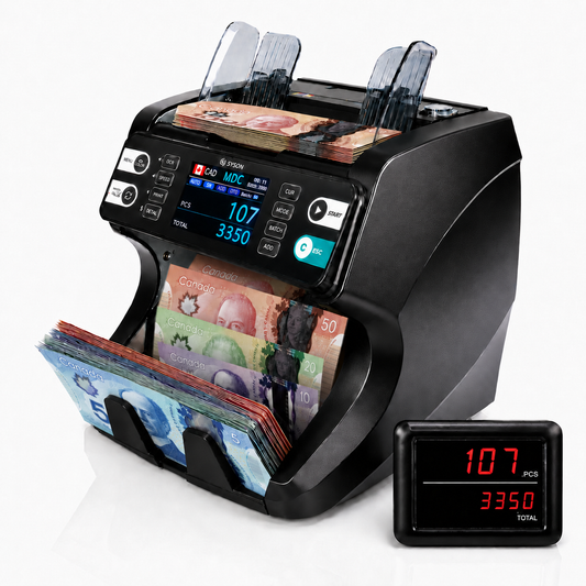 Banknote Counter, 20-Currency Mixed Denomination Money Counter, Dual CIS Counterfeit Detection, Serial Number Recognition, Auto Currency Recognition, Up to 1500 Notes/Min