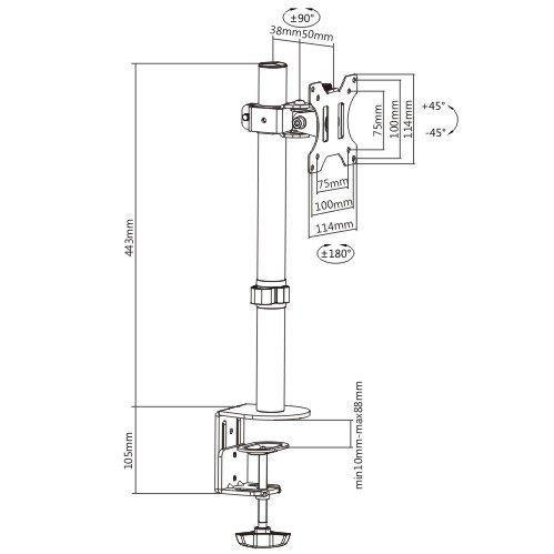 Single Monitor Mount for 13: to 32" Screen, Adjustable Height, Tilt, Swivel, Rotation - syson