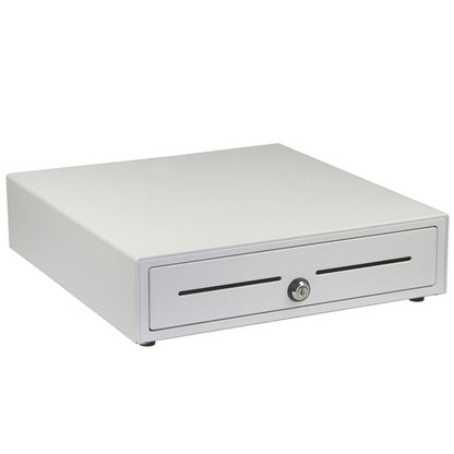 White 16" Automatic Cash Drawer with Removable Coin Tray (5 Bill/5 Coin) - syson