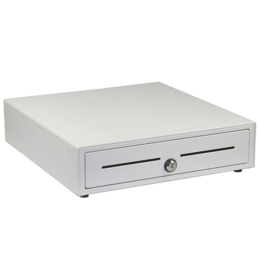 White 16" Automatic Cash Drawer with Removable Coin Tray (5 Bill/5 Coin) - syson