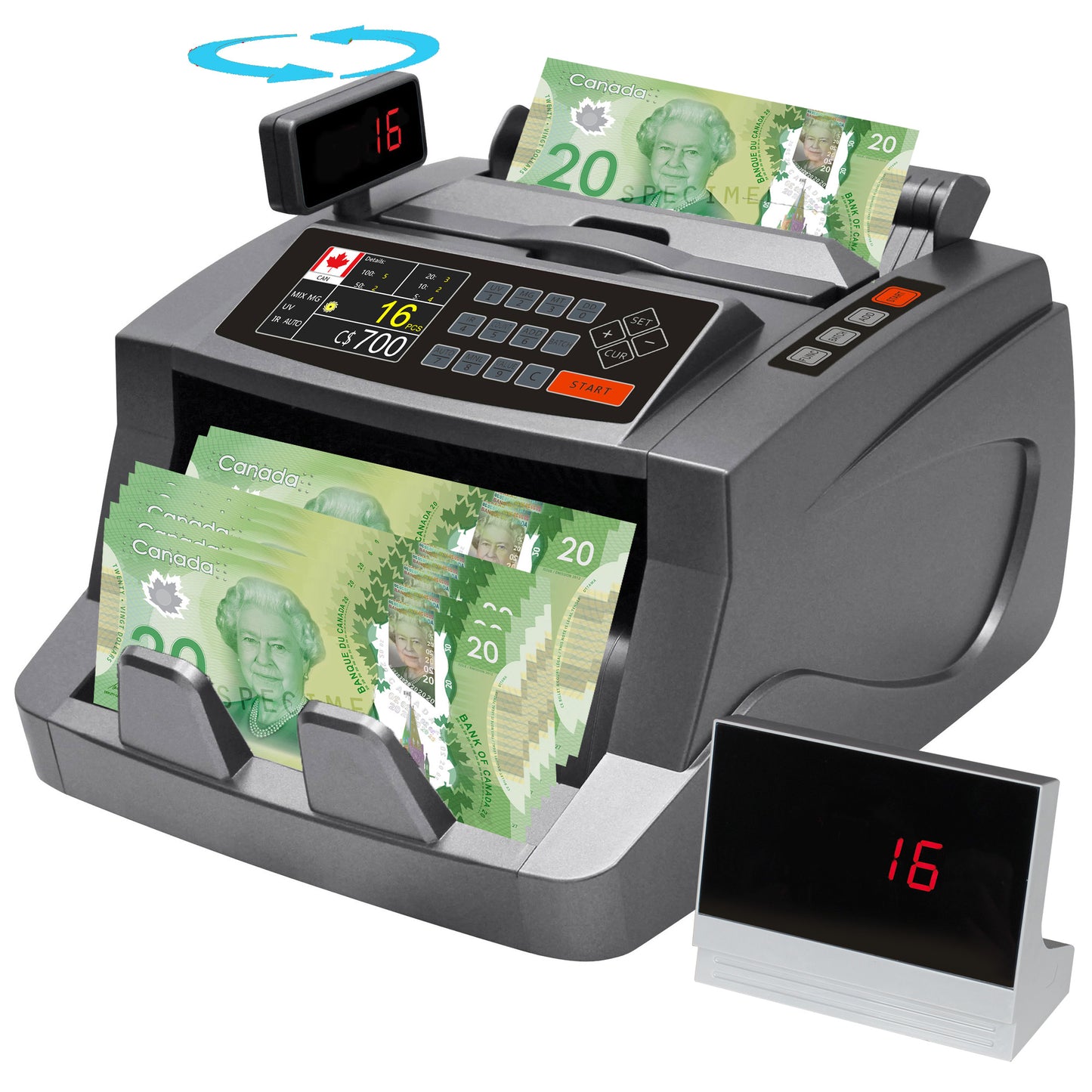 Money Counter Machine Count Value of Bills, UV/MG/IR/DD Counterfeit Detection Bill Counter - Cash Counter with 2.8-inch TFT Display + Side LED Display, 6 Modes Add/Batch/ Count /Auto /Manual/Restart, 1,000 Notes Per Minute