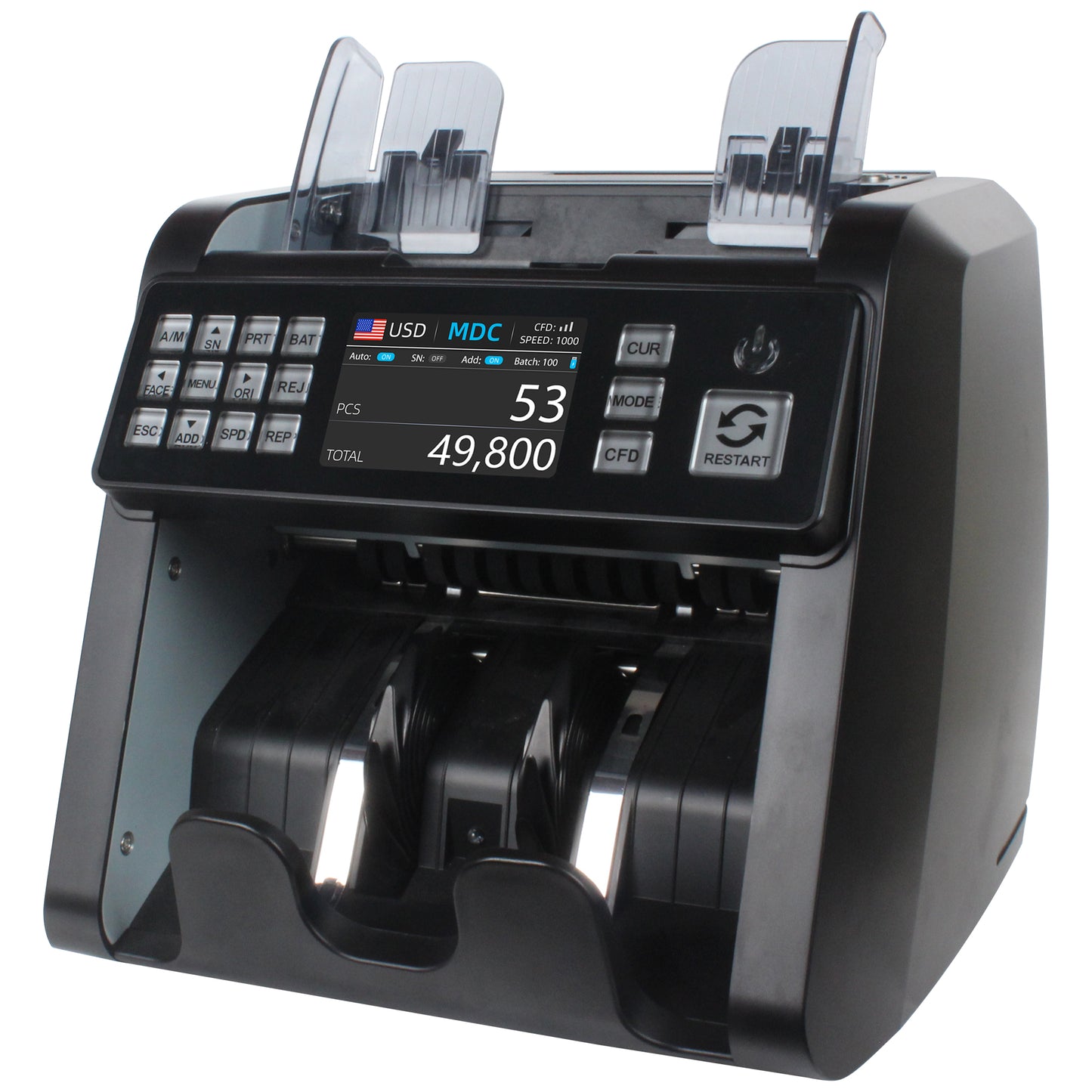 Money Counter Machine Mixed Denomination, Value Counting, Multi Currency Bill Counter, Serial Number, 2 CIS/UV/MG/MT/IR Counterfeit Detection, Bill Counter for Various Business