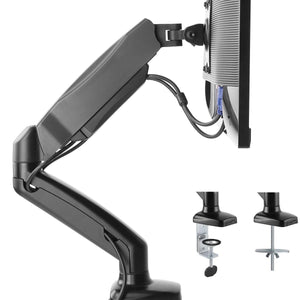 Single Desk Mount Fully Adjustable Gas Spring, Fit Most 17"-32" Computer Monitor, Holds 4.4 to 19.8 lbs - syson