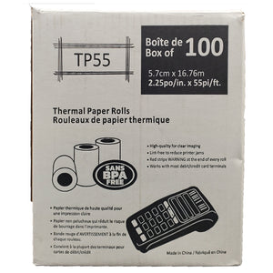 Thermal Paper Rolls 2-1/4" x 55' (100 Rolls/Case) Receipt Paper