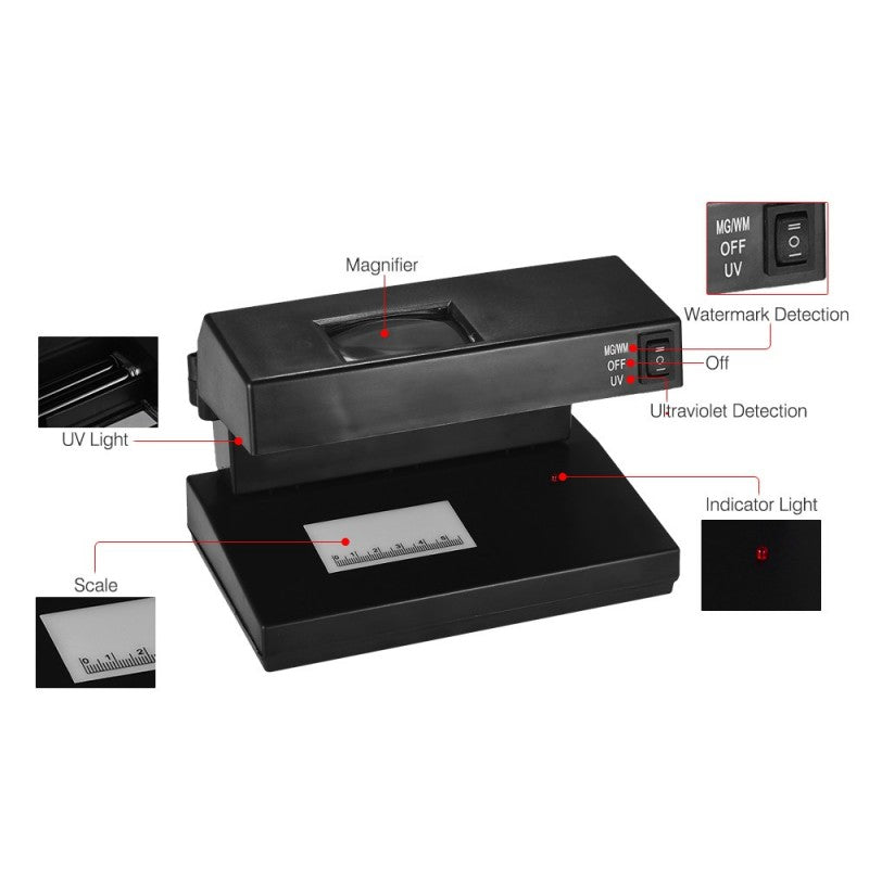 Counterfeit Bill Detector, UV Light Machine, Currency Checker, Detects Latest Bills, U.S. & Canadian Dollar, Euros, Pound, Less Errors Than Older Unit, for Bankers or Home