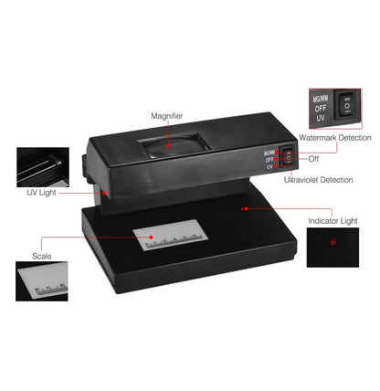 Counterfeit Bill Detector, UV Light Machine, Currency Checker, Detects Latest Bills, U.S. & Canadian Dollar, Euros, Pound, Less Errors Than Older Unit, for Bankers or Home