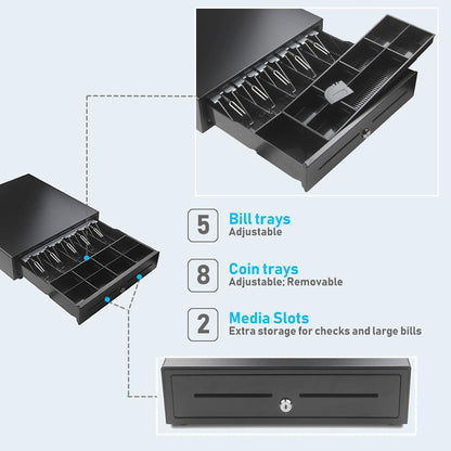 16" x 16" Automatic Cash drawer 405A 5B8C, Compatible with Receipt printer, 2 Keys - syson