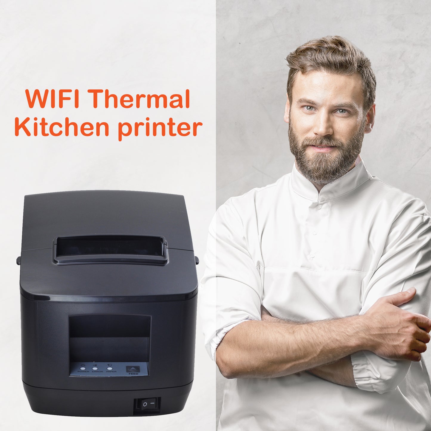 *WiFi* Kitchen Printer 80mm Thermal Receipt Printer with USB LAN Port for Restaurant Receipt and Kitchen Printing ESC/POS Support Linux Windows
