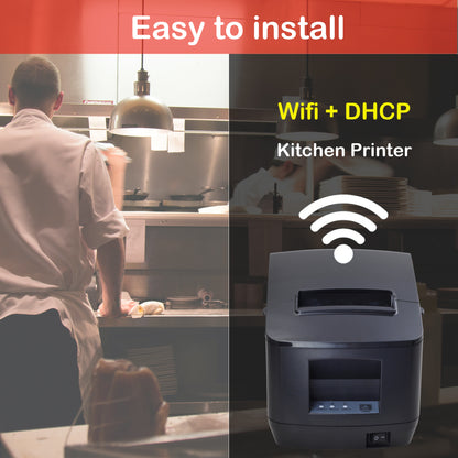*WiFi* *DHCP* Kitchen Printer 80mm Thermal Receipt Printer with USB LAN Port for Restaurant Receipt and Kitchen Printing ESC/POS Support Linux Windows