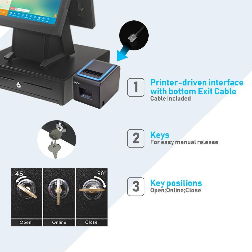 16" x 16" Automatic Cash drawer 405A 5B8C, Compatible with Receipt printer, 2 Keys - syson