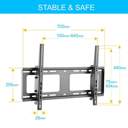 Heavy-Duty Tilt TV Wall Mount for 37" ~70" TV up to 80kg/176lbs with Hardware Pack TV Screws Kit - syson
