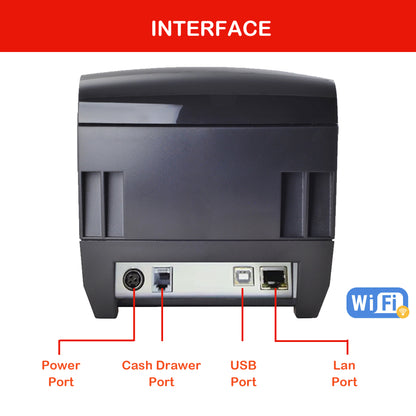 *WiFi* Kitchen Printer 80mm Thermal Receipt Printer with USB LAN Port for Restaurant Receipt and Kitchen Printing ESC/POS Support Linux Windows