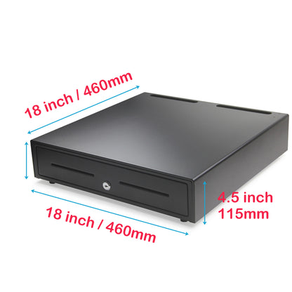 Syson 18” Heavy Duty Cash Drawer Cash Register Money Till POS Cash Drawer Box, Removable Coin Tray, 5 Bill/5 Coin Key Lock Great for Retail and Restaurant