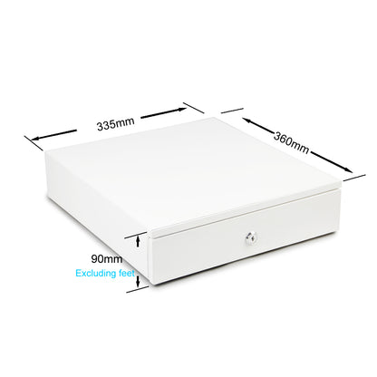 Syson POS White13 Manual Push Open Cash Drawer with Removable Coin Tray 4 Bill/ 4 Coin, 2 Keys