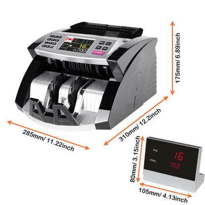 Mix Denomination Money Counter Machine Cash Value Bill Counting for Canadian Currency UV/MG/MT/IR Counterfeit Detection, (Doesn’t detect Denomination for USD and Others Currency)