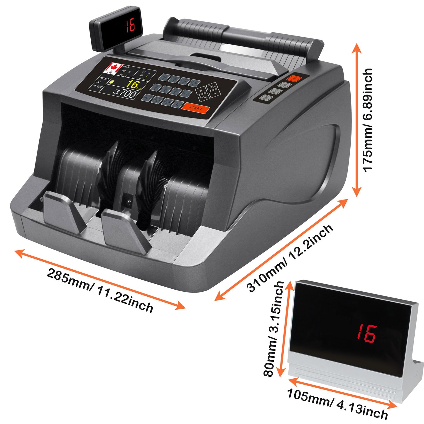Money Counter Machine Count Value of Bills, UV/MG/IR/DD Counterfeit Detection Bill Counter - Cash Counter with 2.8-inch TFT Display + Side LED Display, 6 Modes Add/Batch/ Count /Auto /Manual/Restart, 1,000 Notes Per Minute