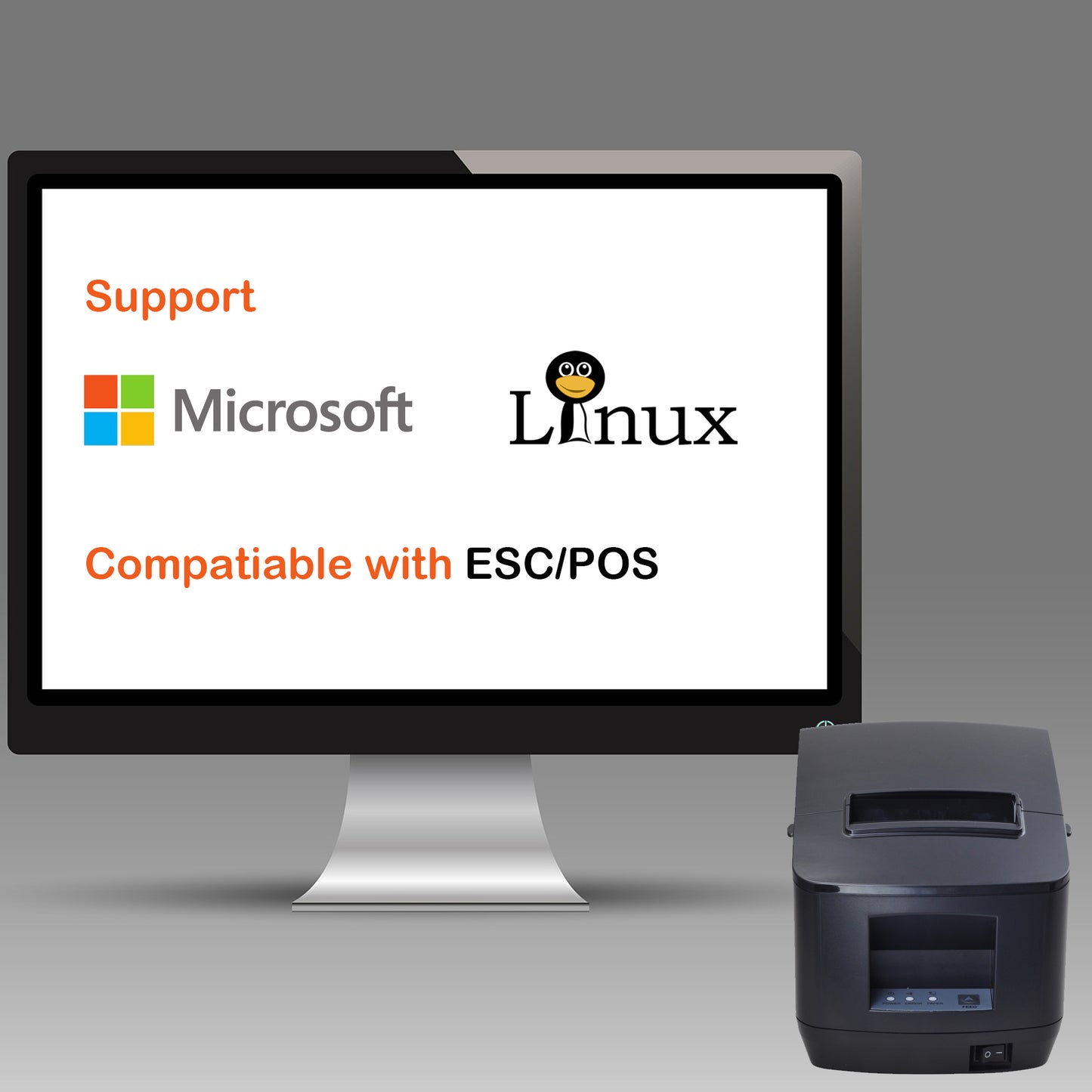 *WiFi* Kitchen Printer 80mm Thermal Receipt Printer with USB LAN Port for Restaurant Receipt and Kitchen Printing ESC/POS Support Linux Windows