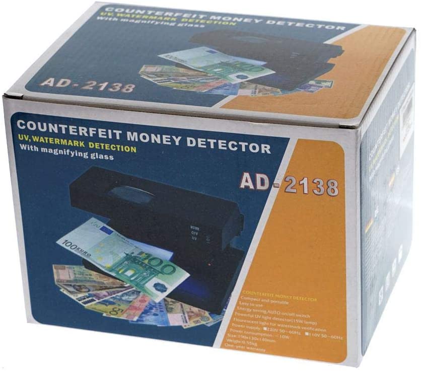 Counterfeit Bill Detector, UV Light Machine, Currency Checker, Detects Latest Bills, U.S. & Canadian Dollar, Euros, Pound, Less Errors Than Older Unit, for Bankers or Home