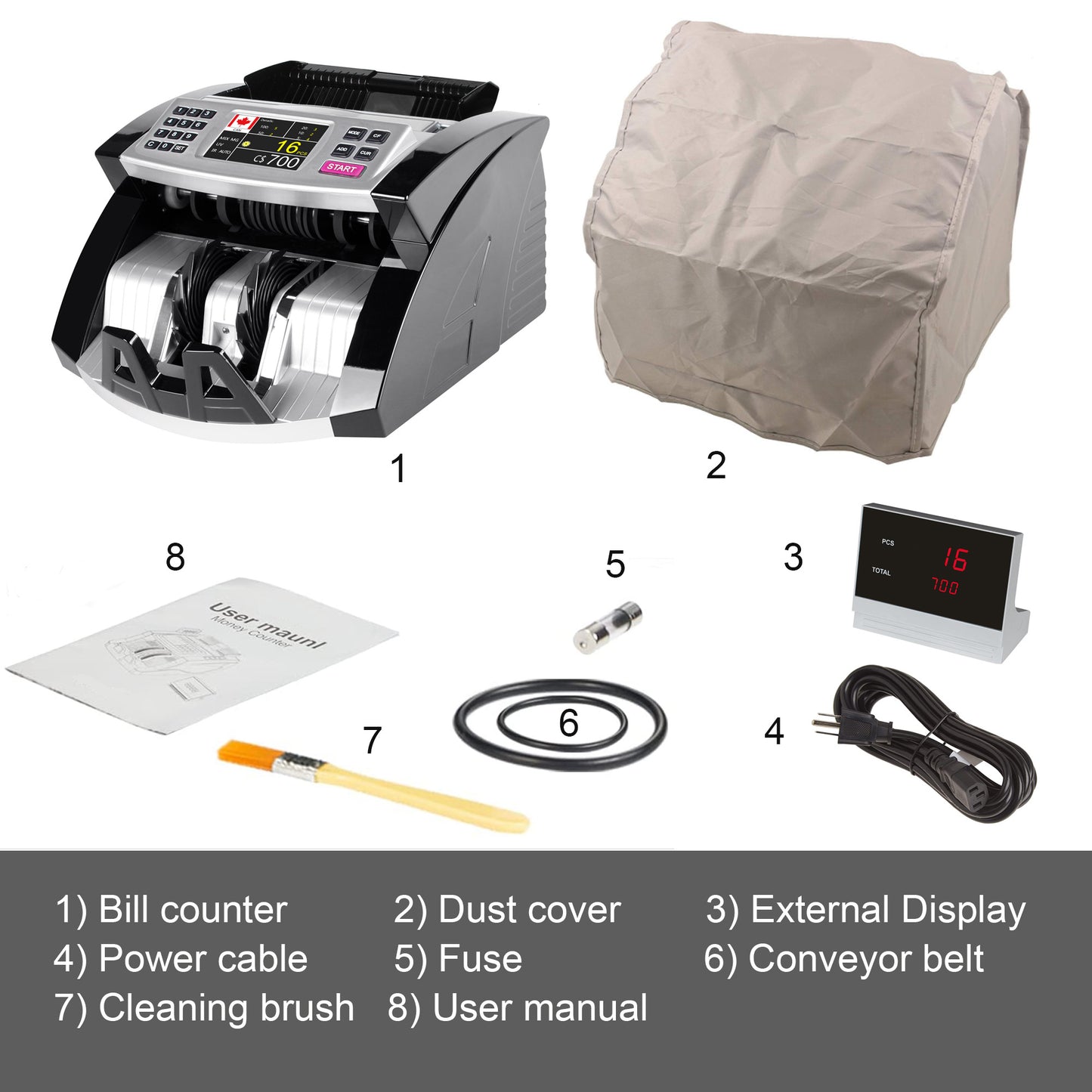 Mix Denomination Money Counter Machine Cash Value Bill Counting for Canadian Currency UV/MG/MT/IR Counterfeit Detection, (Doesn’t detect Denomination for USD and Others Currency)