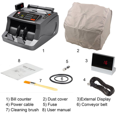 Money Counter Machine Count Value of Bills, UV/MG/IR/DD Counterfeit Detection Bill Counter - Cash Counter with 2.8-inch TFT Display + Side LED Display, 6 Modes Add/Batch/ Count /Auto /Manual/Restart, 1,000 Notes Per Minute