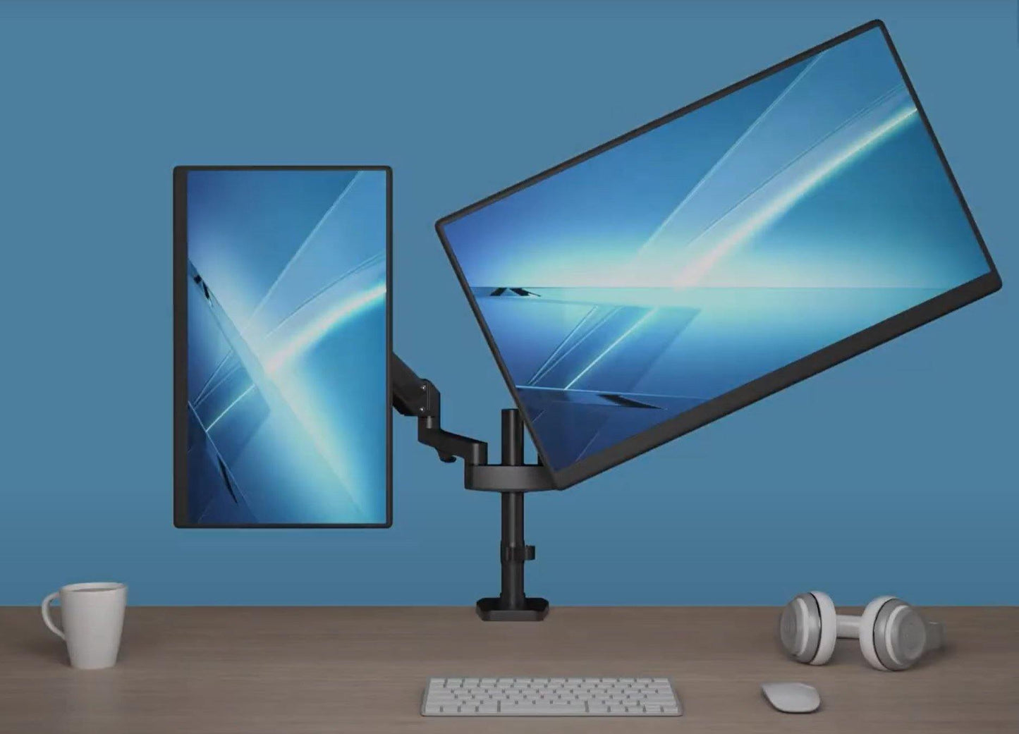 Dual Monitor Stand - Height Adjustable Gas Spring Stand Fit Two 17" to 27" Screens - syson