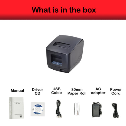 80mm Thermal Receipt Printer with USB LAN Port for Restaurant Receipt and Kitchen Printing ESC/POS Support Linux Windows