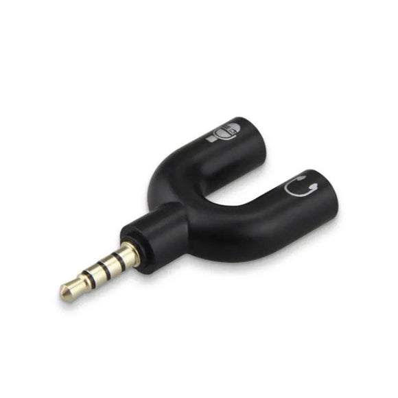 4 Position 3.5mm Stereo Splitter Audio to Mic Headset Jack Plug Y Adapter Black - syson