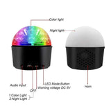 Bluetooth Speaker Crystal RGB Disco LED Light Ball / Night Light Sound Activated - syson